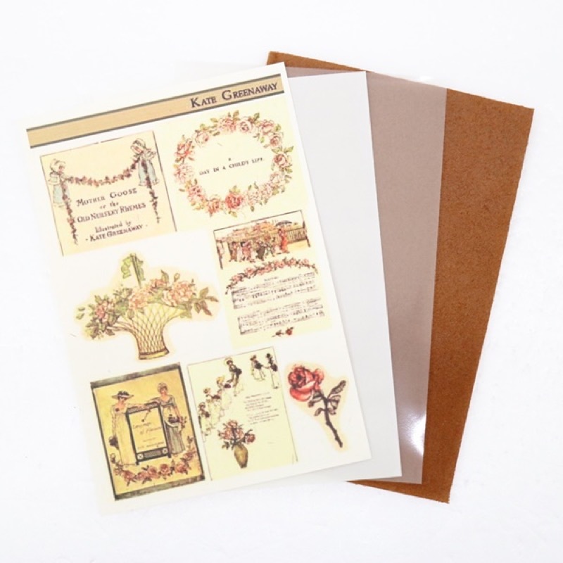 ㉛デザインペーパー KATE GREENAWAY のデザインペーパーを使って レザーパーツが作れるset