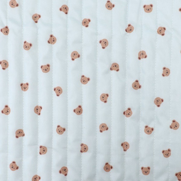 生地 インクジェットプリント 【キルト】 クマ柄 サックス 【50cm