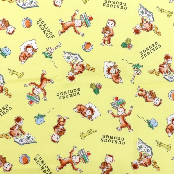 生地 おさるのジョージ オックス ブック柄 イエロー G-4216D-1A | 手芸