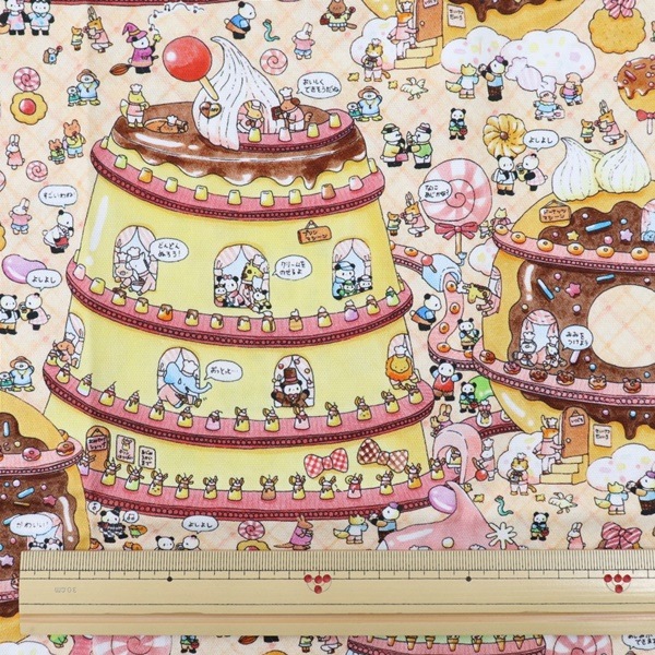 生地 kodomoe えほんファブリック オックス パンダツアー おかし工場柄