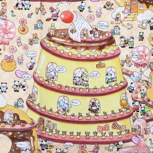 生地 kodomoe えほんファブリック オックス パンダツアー おかし工場柄