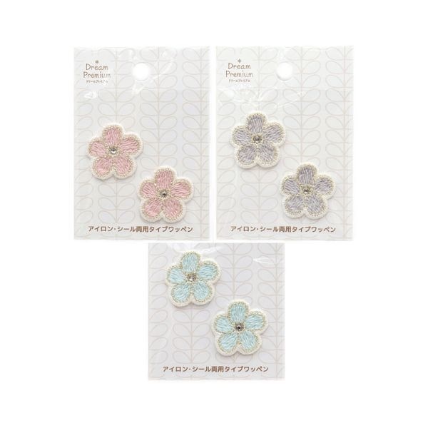 アイロン・シール両用タイプワッペン 花 2枚入 DR-33 | 手芸センター
