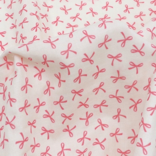 生地 ダブルガーゼプリント リボン柄 38139-3 | 手芸センター
