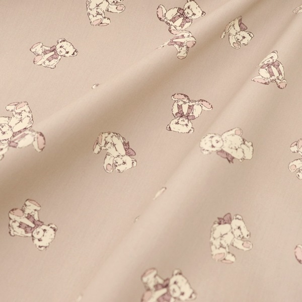 パネル生地　ラモちゃん 生地 ミルクラテ milk latte ブロード くまちゃん柄【商用利用可