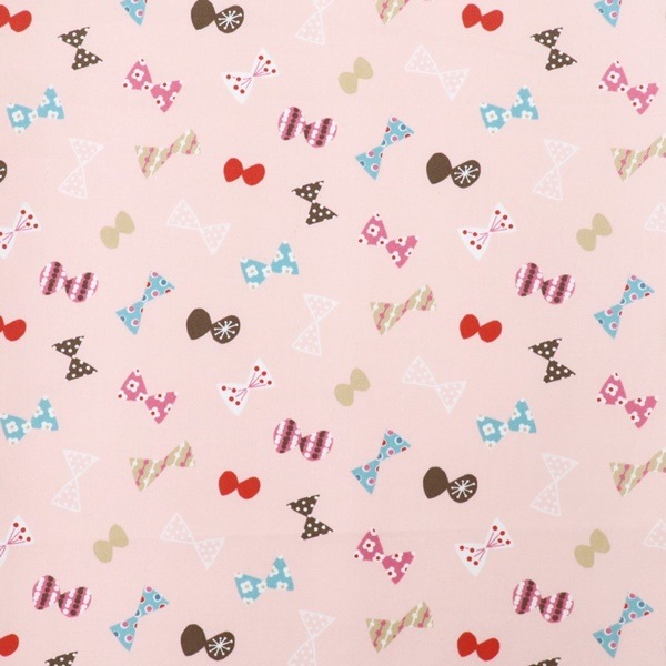 生地 オックスプリント リボン柄 【50cmカットクロス】 DR2309C-2