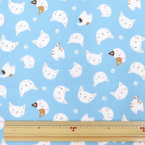 生地 オックスプリント ネコ柄 【50cmカットクロス】 DR2309C-3 | 手芸