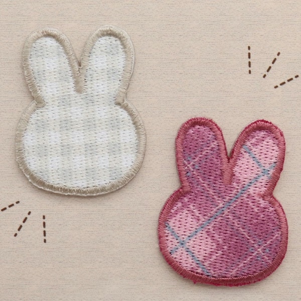 ミルクラテ milk latte チェックワッペン アイロン接着＆シール うさぎ