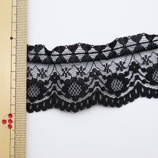 ラッセルタックレース 40mm幅 4988 黒（50cm単位） | 手芸センター