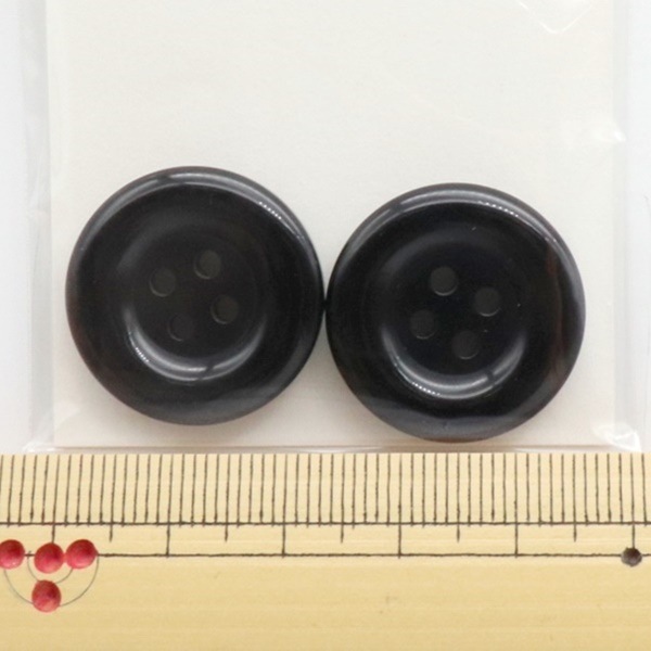 カラーボタン ラウンド 4つ穴 23mm 黒 2個入 NWN2396 | 手芸センター