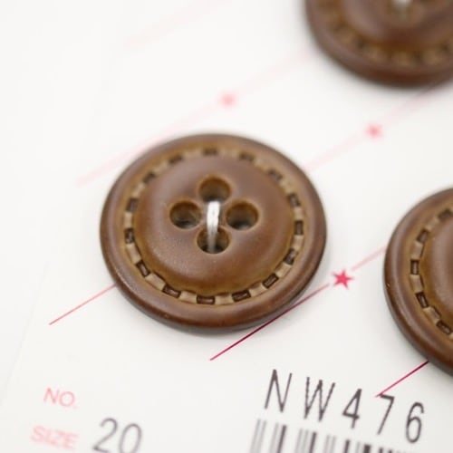 カードボタン NW476 ステッチ柄 ブラウン 20mm 3個入 | 手芸センター