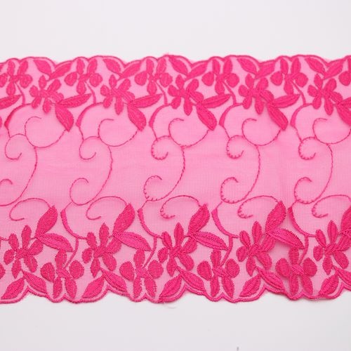 Riu rちゃん 刺繍レース（ピンク） 刺繍レース【19cm幅】濃ピンク (50cm単位) | 手芸センター