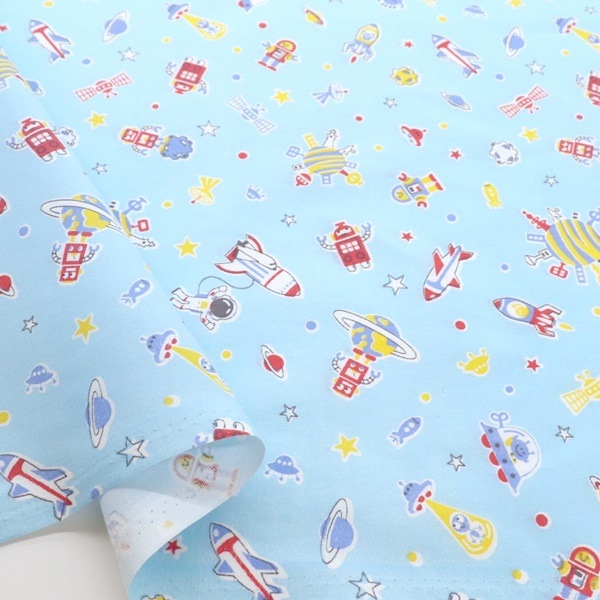 生地 スケアーキッズプリントロケット&ロボット柄 DC4680-4 | 手芸
