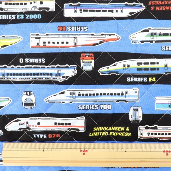 生地 JR新幹線特急 オックス 【キルト】 コン 【50cmカットクロス  