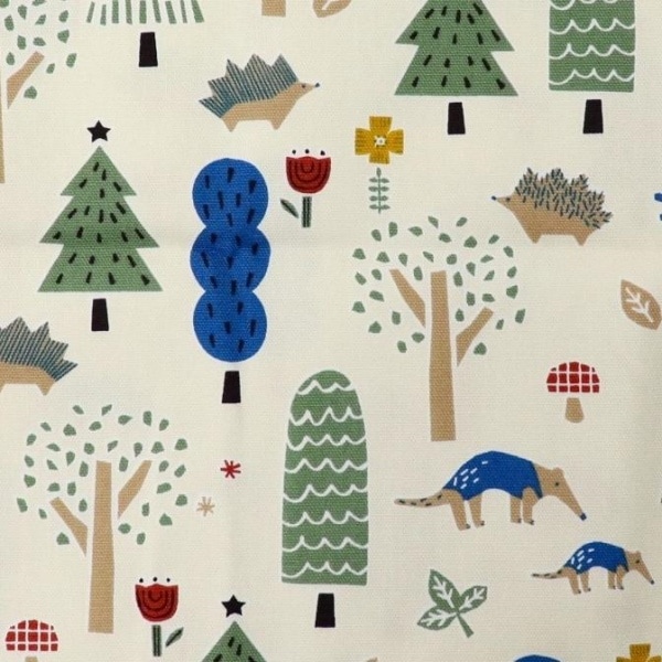 おまゆ様①　生物/地学 生地 HI! MY ZOO オックスプリント アニマル森の中柄【50cm