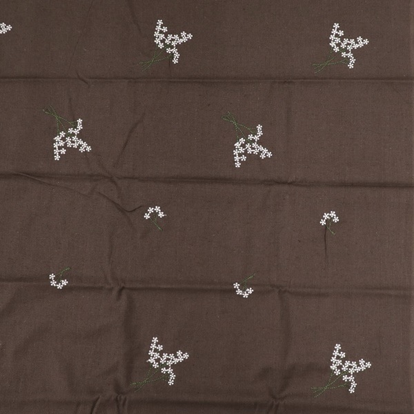 生地 インド綿麻刺繍 【1mカットクロス】 フラワー柄 150-1648