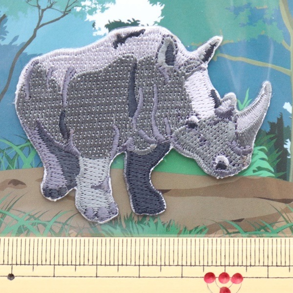 ワッペン シール＆アイロン 図鑑コレクション 動物のなかま サイ ZCW