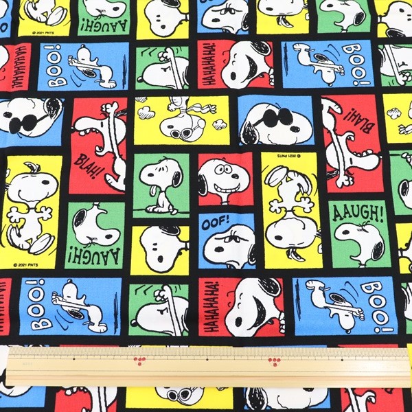 生地 DRMドリームオリジナル スヌーピー オックス フェイスコミック柄