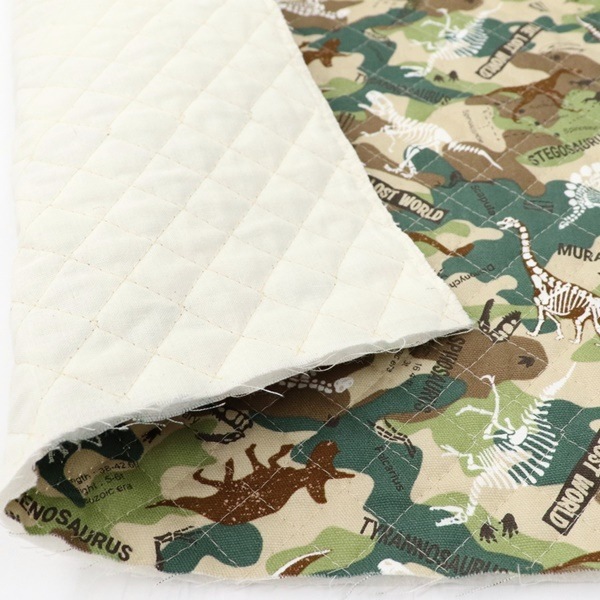 生地 オックスプリント 【キルト】 迷彩×恐竜柄 【50cmカットクロス