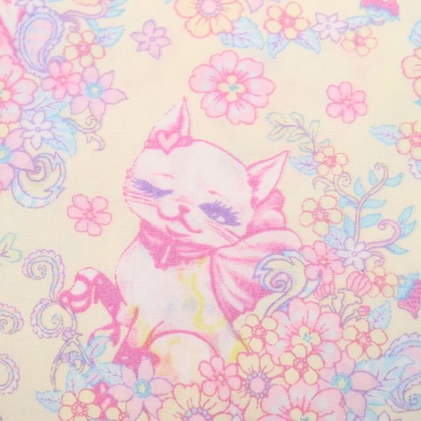 生地 絵子猫 エコネコ ブロード ねこ お花柄 手芸センタードリーム通販ネットショップ