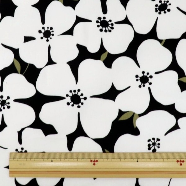 No.220 オーダーマスク　ハンドメイド　花柄　ブラック　ベージュ　おまとめ割 大処分特価】生地 モノトーンオックス フラワー柄 850466-1 1-4