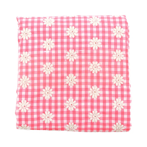 生地 ギンガムチェックリボン刺繍 【50cmカットクロス】 TF-94C | 手芸