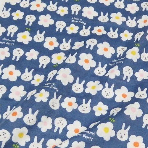 生地 ダブルガーゼプリント 花とウサギ柄 | 手芸センタードリーム公式
