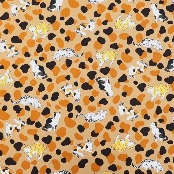 生地 ねこ柄オックスプリント 三毛猫柄に猫柄 DR11710-3 | 手芸