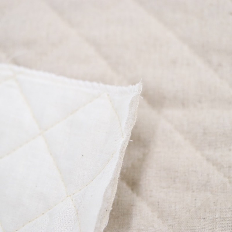 生地　綿麻生成りキルト 特価無地 綿麻キルトストライプ柄&frasl;キナリストライプキルト