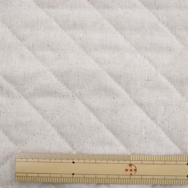 生地　綿麻生成りキルト 特価無地 綿麻キルトストライプ柄&frasl;キナリストライプキルト