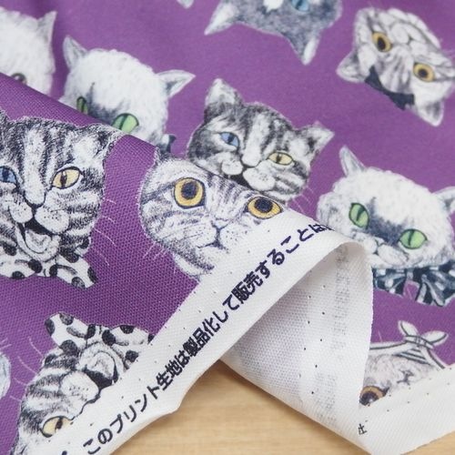 生地 Ringoオックス【50cmカットクロス】ネコズ柄 | 手芸