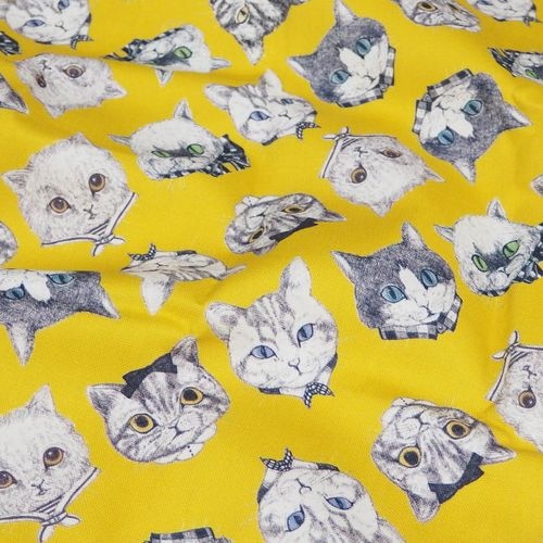 生地 Ringoオックス【50cmカットクロス】ネコズ柄 | 手芸センター