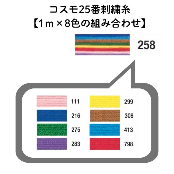 刺繍糸　（お色確認） コスモ25番刺繍糸【1m×8色の組み合わせ】 | 手芸センタードリーム公式