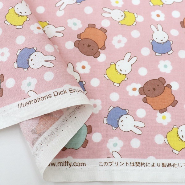 生地 入園入学 キャラクター シーチング ミッフィー 花と水玉柄