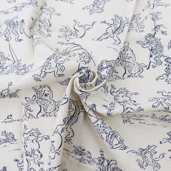 生地 和布 むら糸 プリント 鳥獣戯画 KR-7000 70 【45×50cm