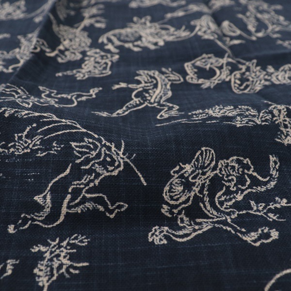 生地 和布 むら糸 プリント 鳥獣戯画 KR-7000 70 【45×50cm