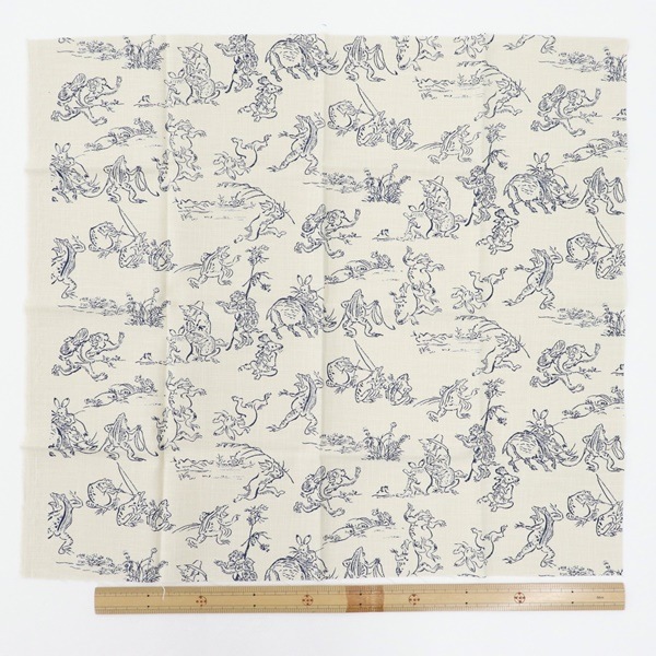 生地 和布 むら糸 プリント 鳥獣戯画 KR-7000 70 【45×50cm
