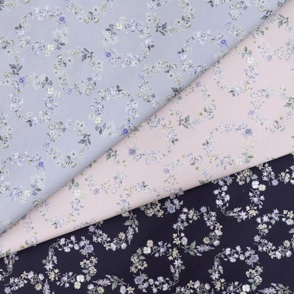 完売品 フラワープリント 花柄 オパール加工 グレー 裏地あり ハイウエスト 2 生地 グレイッシュフラワーブロードプリント サークルフラワー柄