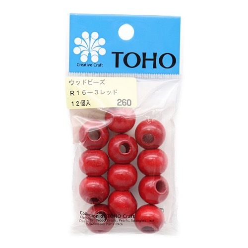TOHO ウッドビーズ 16mm 12個入 R16（在庫限り） | 手芸センター