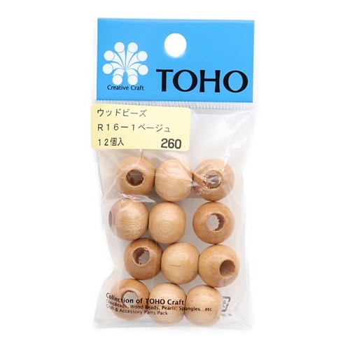 TOHO ウッドビーズ 16mm 12個入 R16（在庫限り） | 手芸センター