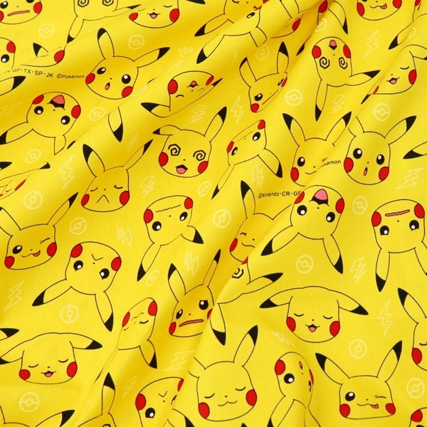 生地 ポケモン オックス ピカチュウフェイス柄 G-6126-手芸センタードリーム公式通販サイト