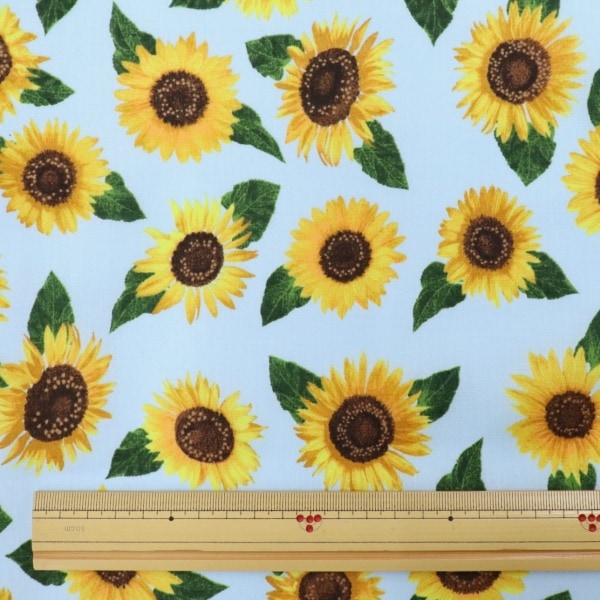 生地 綿麻キャンブリックプリント ひまわり柄 255504 | 手芸センター