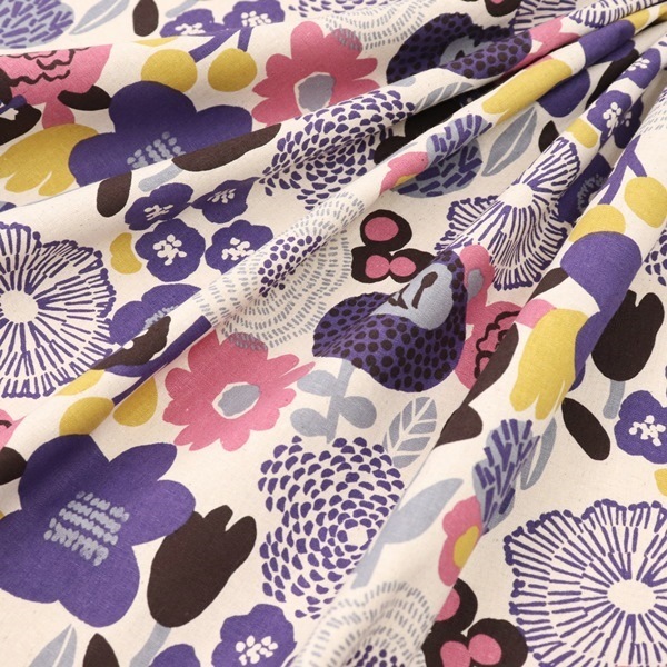 オーダー用生地サンプル 北欧リボン綿麻