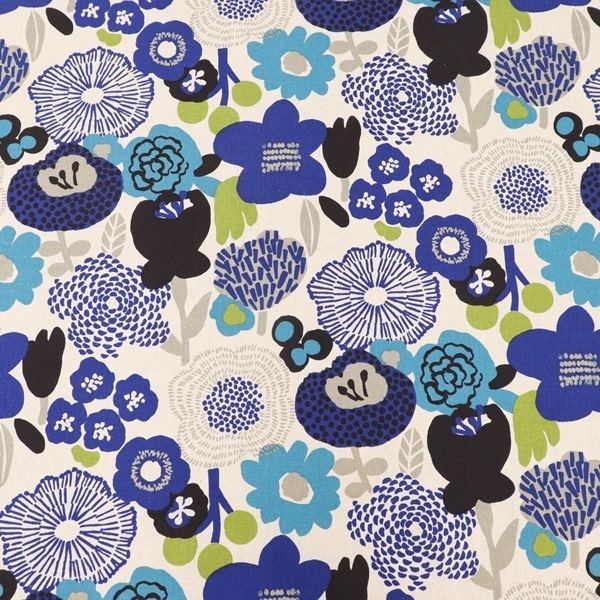 生地 綿麻北欧プリント 花柄 DC25807-2【商用利用可】 | 手芸
