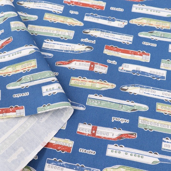 生地 2023 入園入学 オックスプリント YKA09 電車柄 9023 | 手芸