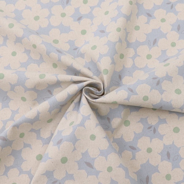 生地 綿麻キャンバスプリント フラワー柄 DC4740-2 | 手芸センター