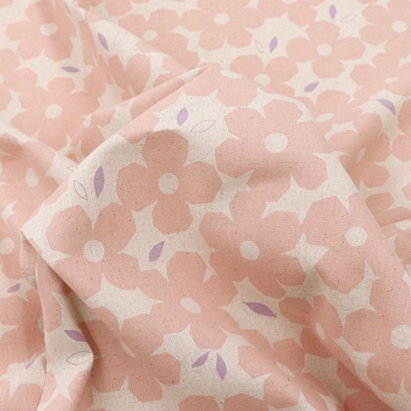 生地 綿麻キャンバスプリント フラワー柄 DC4740-2 | 手芸センター