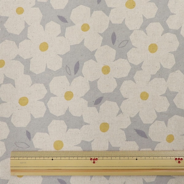 生地 綿麻キャンバスプリント フラワー柄 DC4740-2 | 手芸センター