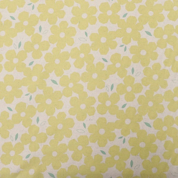 生地 綿麻キャンバスプリント フラワー柄 DC4740-2 | 手芸センター