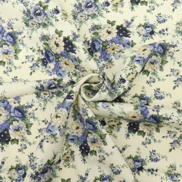 生地 ツイルプリント フラワー柄 【50cmカットクロス】GH4326 | 手芸