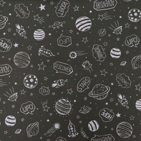 【rara】宇宙/しましまspace/化石 入園グッズ8点 生地 2023 入園入学 オックスプリント YKA09 宇宙柄 9027 | 手芸